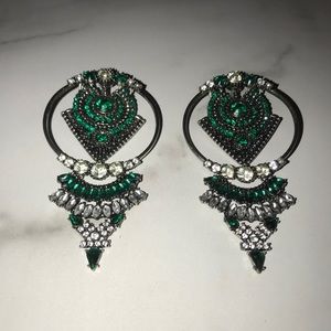 Green and Silver Alloy Earrings